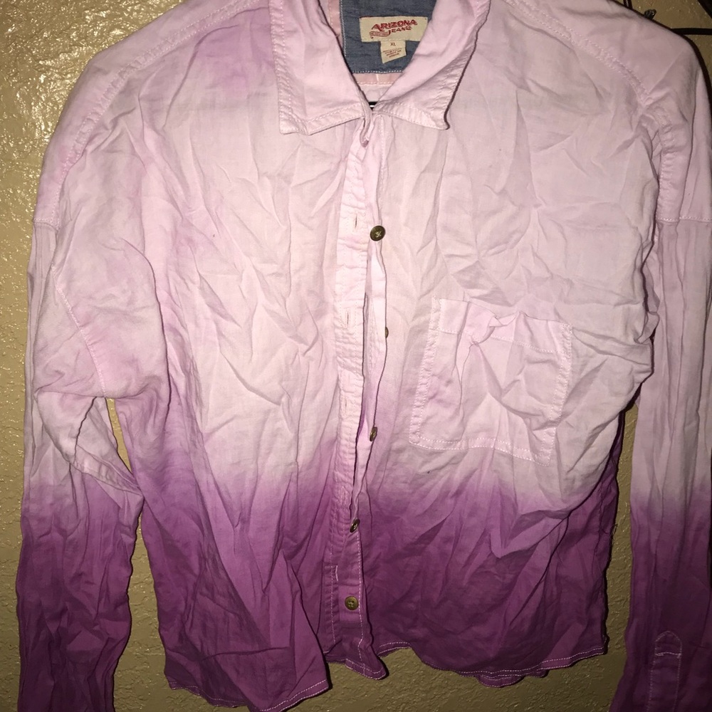 Purple Washed Button Down Crop